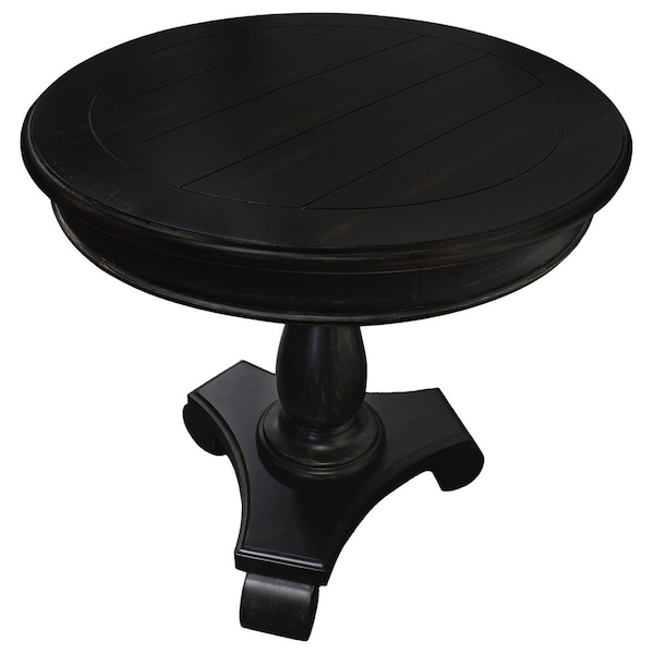 Kd Gabinetes Hene Transitional Antique Living Room Round End Table, Black KD2811915 - main